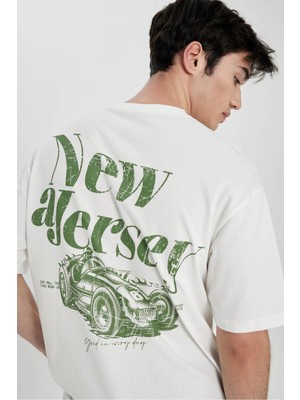 Defacto Erkek T-Shirt Ekru B4650AX/ER105