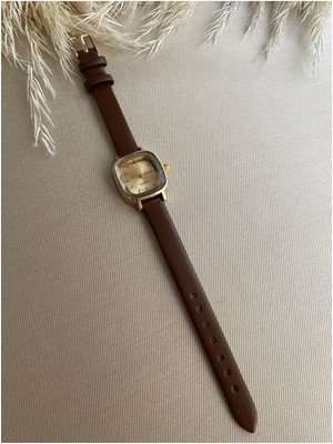 Quartz Retro Minimal Vintage Deri Kordon Kadın Kol Saati Eskitilmiş Kasa