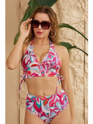 Starinci Bikini Takımı Toparlayıcı Pembe Yaz Desenler