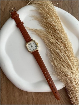 Quartz Bs Stıll Minimal Vintage Kadın Kol Saati Retro Quartz Deri Kordon Minik Kare