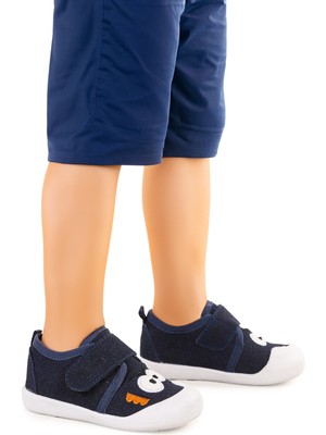 Lacivert Kiko Kids Cookie Cırtlı Erkek Bebek İlk Adım Ortopedik Günlük Ayakkabı Tekstil Materyal