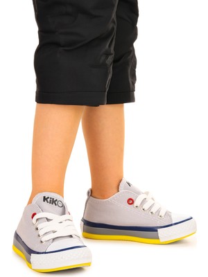 Kiko Kids Tinna Bağcıklı Erkek Bebek Keten Spor Ayakkabı Gri