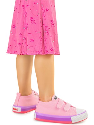 Kiko Kids Linen Cırtlı Kız Bebek Keten Spor Ayakkabı