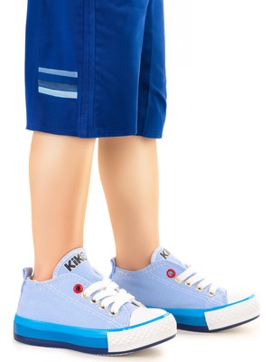 Kiko Kids Tinna Bağcıklı Erkek Bebek Keten Spor Ayakkabı Mavi