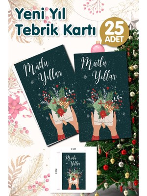 Tuğset Etiket Yılbaşı Hediye Kartı Yeni Yıl Tebrik Kartı Yeni Yıl Kartpostal Mutlu Yıllar Not Kartı 25 Adet T1006