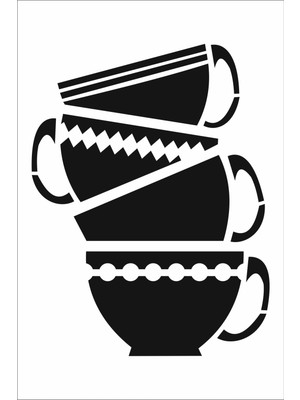 Stencil Sarayi Boyama Şablon Mutfak Obje ve Yazıları - 4487