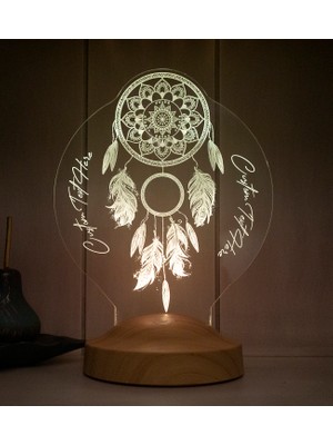 Sevgi Lambası Dreamcatcher Gece Lambası Kişiye Özel Hediye, Düş Kapanı Rüya Kapanı Kişiselleştirilmiş LED Lamba, Chakra Ev ve Oda Dekoru