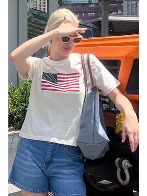 Madmext Lacivert Bisiklet Yaka Pamuklu Kısa Kollu Kadın T-Shirt MG2150