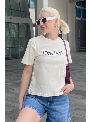 Madmext Siyah Bisiklet Yaka Pamuklu Kısa Kollu Kadın T-Shirt MG2150
