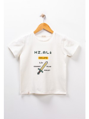 Dekim Moda Erkek Çocuk Kısa Kollu Bisiklet Yaka  Hz.ali Baskılı Tişört