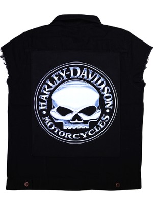 Modaroma Harley Skull Motorcycles Siyah Kot Yelek