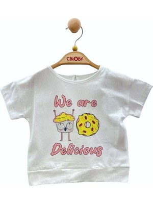 Çikoby Kız Bebek Pamuklu Donat  Baskılı T-Shirt