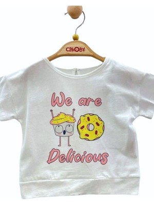 Çikoby Kız Bebek Pamuklu Donat  Baskılı T-Shirt