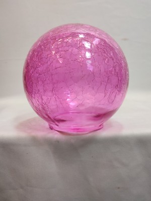 Kuğulu Avize Glob Avize Camı.küre.Pembe Renkli.çatlatılmış desenli.(ÇAP:15.00cm-DUY YUVASI: 7.00cm)