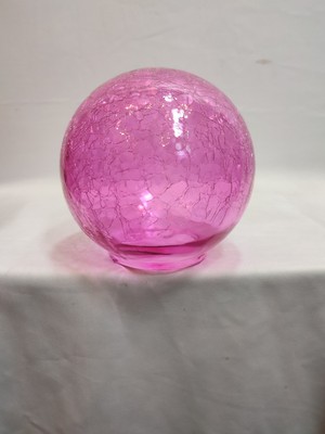 Kuğulu Avize Glob Avize Camı.küre.Pembe Renkli.çatlatılmış desenli.(ÇAP:15.00cm-DUY YUVASI: 7.00cm)