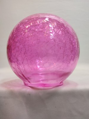 Kuğulu Avize Glob Avize Camı.küre.Pembe Renkli.çatlatılmış desenli.(ÇAP:15.00cm-DUY YUVASI: 7.00cm)