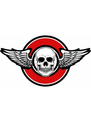 Sticker Usta Kanatlı Kurukafa Araba Oto Motosiklet Karavan Sticker 00036