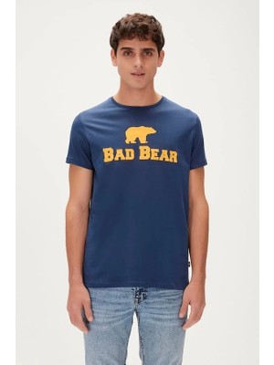 Bad Bear Tee T-Shirt Indigo Mavi Logo Baskılı Erkek Tişört