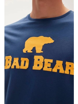 Bad Bear Tee T-Shirt Indigo Mavi Logo Baskılı Erkek Tişört