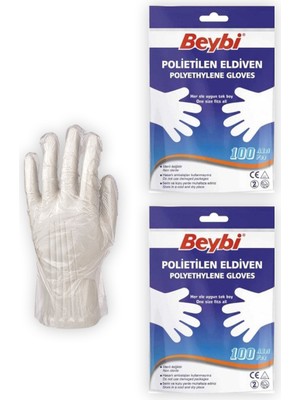 Destpak Beybi Şeffaf Poşet Eldiven 1. Kalite (2 Paket - 200 Adet) (Polietilen)