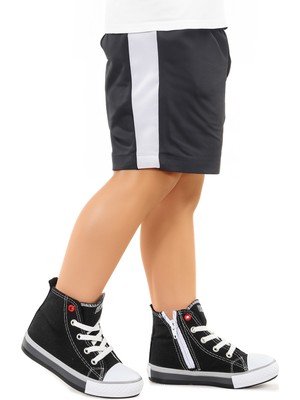 Kiko Kids Tinna Bağcıklı Erkek Çocuk Boğazlı Keten Spor Ayakkabı Siyah