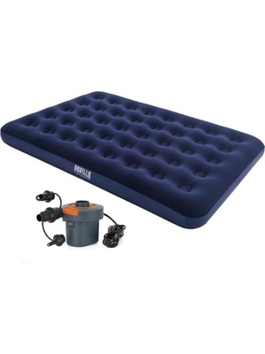 Nidage 2 Kişilik Çift Kişilik Şişme Yatak Seti 191X137X22CM 67002 62139 Elektrikli Pompa BW117 Mavi Pompa