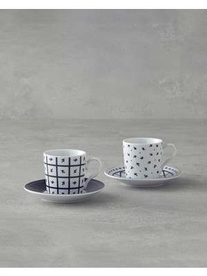 English Home Mika Porselen Kahve Fincan Takımı 4 Parça 2 Kişilik Siyah
