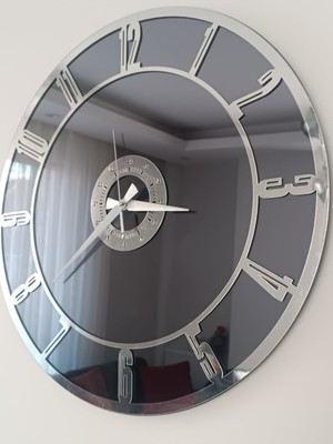 Yc Melonni Aynalı Duvar Saati Füme Gümüş  Best Seller