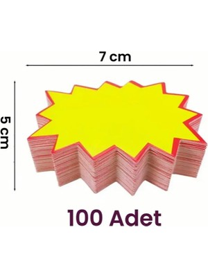 Damga Market 100 Adet 5 × 7 cm Sarı Yıldız Karton Fiyat Etiketi, Mağaza, Bakkal ve Süpermarket Boş Yıldız Etiketi