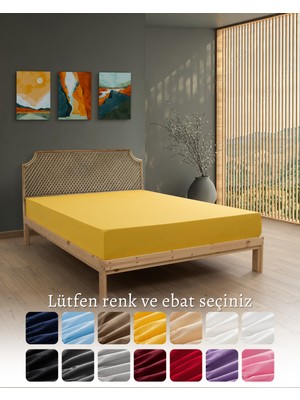 MODELHOME %100 Pamuk Penye Sarı Lastikli Çarşaf Battal Boy 180x200