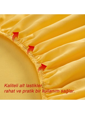 MODELHOME %100 Pamuk Penye Sarı Lastikli Çarşaf Battal Boy 180x200