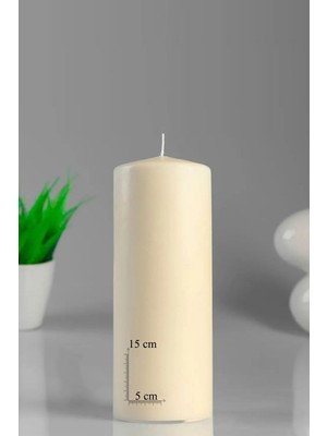 Candle Vase Silindir Mum Krem Genişlik 5 cm Yükseklik - 15 cm Sandal Ağacı Boyama Değildir