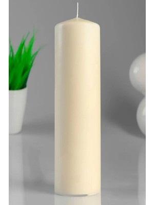 Candle Vase Silindir Mum Krem Genişlik 5 cm Yükseklik - 30 cm Sandal Ağacı Boyama Değildir