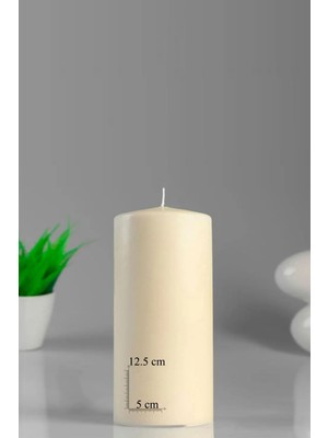 Candle Vase Silindir Mum Krem Genişlik 5 cm Yükseklik - 12.5 cm Sandal Ağacı Boyama Değildir