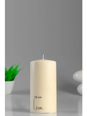 Candle Vase Silindir Mum Krem 3'lü Set Genişlik 5 cm Yükseklik - 5 cm - 7,5 cm - 10 cm Sandal Ağacı