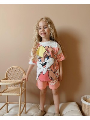 Sacro Kids Looney Tunes Bugs Bunny Desenli Şort T-Shirt Kız Çocuk Takım