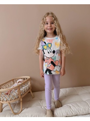 Sacro Kids Minnie Mouse Baskılı Taytlı T-Shirt Kız Çocuk Takım