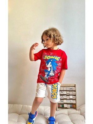 Sacro Kids Sonic Karakter Baskılı Şort T-Shirt Erkek Çocuk Takım