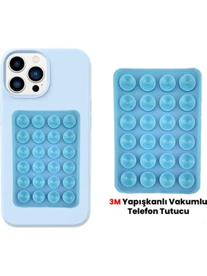 Bilişim Aksesuar Silikon Vakumlu Telefon Tutucu, Cep Telefonu Için Silikon Yapışkanlı, Kaymaz Vantuz Telefon Tutucu Mavi