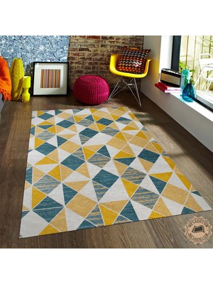 Nesa Decor Modern Geometrik Desenli Kaymaz Dokuma Taban Halı Dijital Baskı Iskandinav Tarzı Oturma Odası Halısı