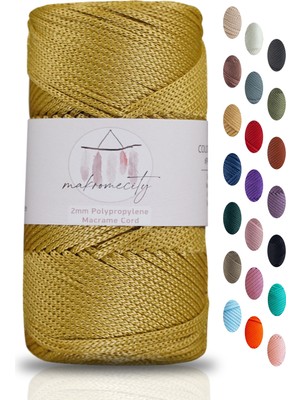 Premium 100 gr Polyester Makrome Ipi Hardal 2mm - 120 M Supla Ip ve Çanta Ipliği