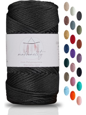 Makromecity Premium 100 Gr Polyester Makrome Ipi Kahverengi 2mm - 120 M Supla Ip Ve Çanta Ipliği