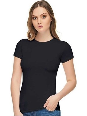 Tutku Elite Kadın Elestan Yarım Kol Fanila Siyah Esnek Kumaş ve Sporcu İçin Uygun