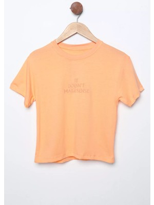 Julude Somon Bisiklet Yaka Nakışlı Kız Çocuk Tişört P-00011574