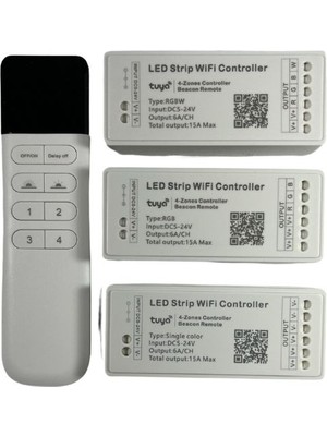 Dora Led Tuya Destekli Wifi Kontrollü Dimmer Şerit LED Kontrol Devresi - 3 Kanal