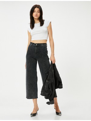 Koton Kısa Geniş Paça Kot Pantolon Cepli - Sandra Culotte Jeans