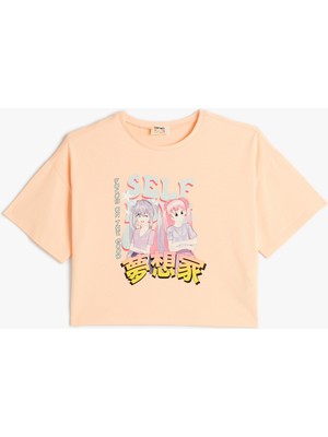 Koton Oversize Anime Tişört Kısa Kollu Bisiklet Yaka Pamuklu