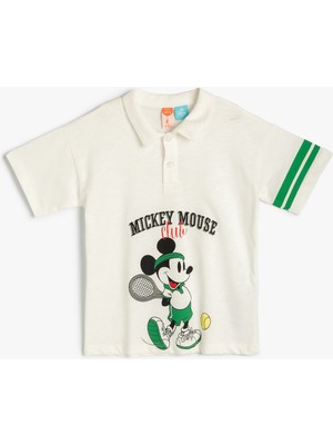 Koton Mickey Mouse Lisanslı Kısa Kollu Polo Yaka Tişört Erkek Çocuk Eğlenceli Tasarım