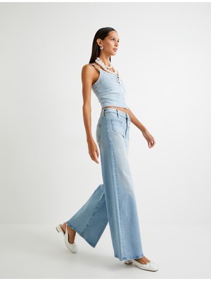 Koton Geniş Paça Kot Pantolon Yüksek Bel Cepli - Bianca Wide Leg Jeans