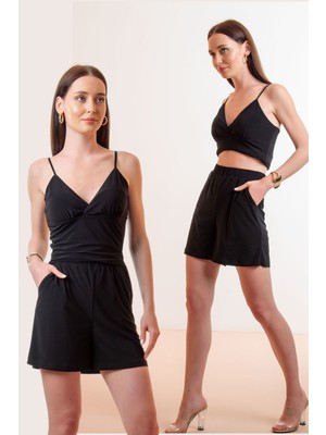 Laranor Beli Lastikli Cep Detay Şort 48 - Siyah